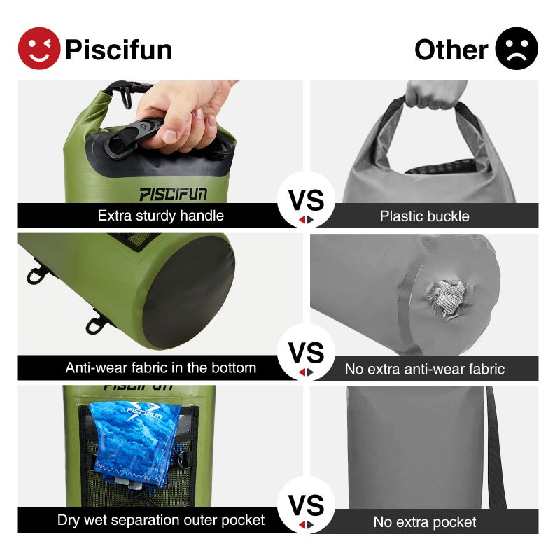 Piscifun Dry Bag, Waterproof Floating Backpack 30L with Waterproof Phone Case for Boating, Kayaking, Fishing, Black 30L - Image 4